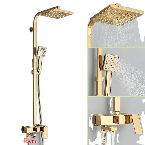 Badeværelse Brusehane Sæt, Enkelt Håndtag Kontrol, Poleret eller Børstet Guld Finish, Nutidigt Design,Poleret Guld A-10cm