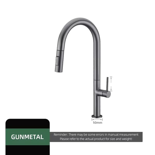 Gunmetal Køkkenarmatur, Utrækkelig Spraytype, Messingmateriale,1204-GM