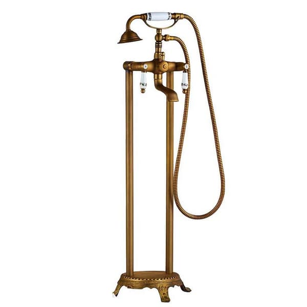Fritstående Badekar Vandhane, Dobbelt Håndtag Design, Messing Konstruktion,92-F-DH-Q2