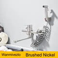 Miniatyrbillede 2 af 2: Rustfrit Stål Væghængt Køkkenarmatur, Dobbelt Holder Design, Varmt og Koldt Vand,Nikkel