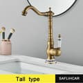 Miniatyrbillede 2 af 2: Antik Messing Badeværelsesarmatur, Enkelt Håndtag, 360-graders Drejeligt Design,Høj A