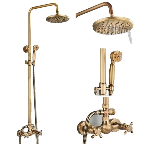 Antik Messing Brusearmatur Sæt, 8-Tommer Brusehoved, Dobbelt Håndtag Kontrol,MODEL A = MODEL A