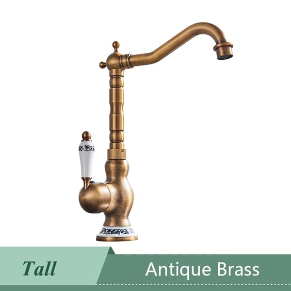 Badeværelsesarmatur, antik messing finish, 360 graders rotation, Antique Tall B