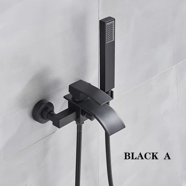 Vandfald Badekararmatur, Mat Sort Finish, Moderne Design,Matte Black A
