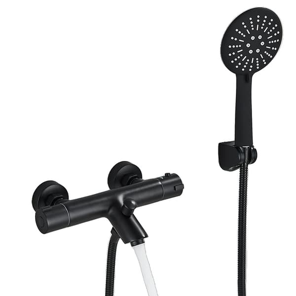 Termostatisk Duschkran Set, Dubbelhandtagskontroll, Elektropläterad Yta,Sats B