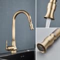 Miniatyrbillede 2 af 2: Træk ud køkkenarmatur, enkelt håndtag design, elegant messing finish,antik messing