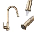 Miniatyrbillede 1 af 2: Træk ud køkkenarmatur, enkelt håndtag design, elegant messing finish,antik messing