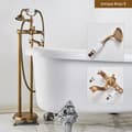 Miniatyrbillede 2 af 2: Antik Gulvstående Badekararmatur, Dobbelt Håndtag Kontrol, Elegant Antik Messing Finish,Antik Messing Q2