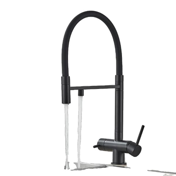 Køkkenarmatur, Dobbelt Håndtag, Filteret Vand Tud, Holdbar Messing Konstruktion,Matte Black = Mat Sort