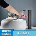 Miniatyrbillede 2 af 2: Automatisk Sense Bassinarmatur, Berøringskontrol, Vandfaldsfunktion,Sort A