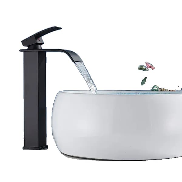 Badeværelsesarmatur, firkantet design, sort krom finish, Sort A