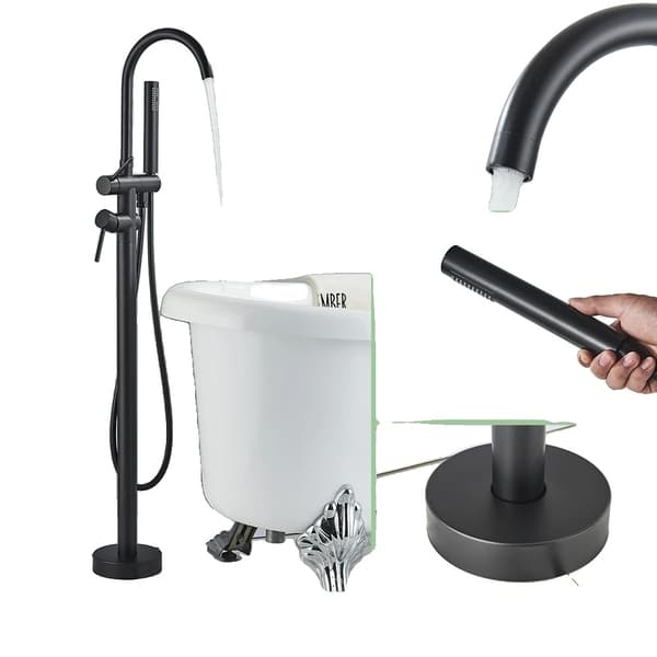 Moderne Badekar Armatur, Design med to håndtag, Funktion til varmt og koldt vand,Matte Black = Mat Sort