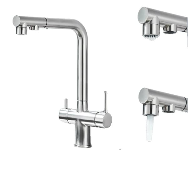 Filtreret køkkenarmatur, dobbelt sprøjtefunktion, moderne design,Nikkel opgradering