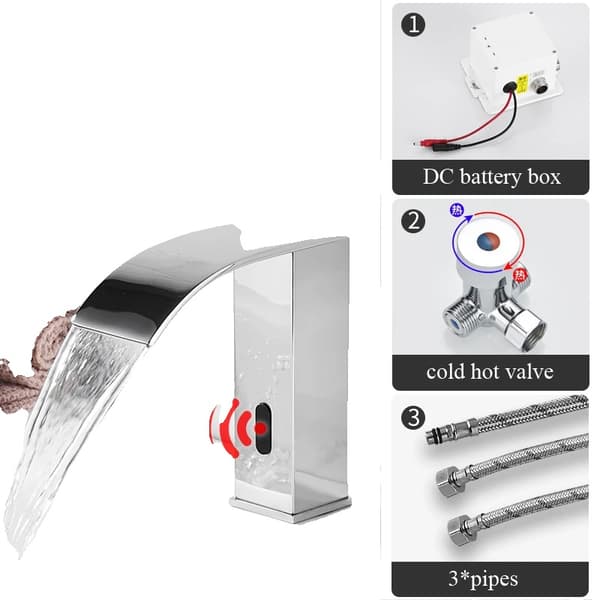 Smart Sensor Basin Faucet, Automatisk Sensor, Vattenfall Dispensera,: krom kort