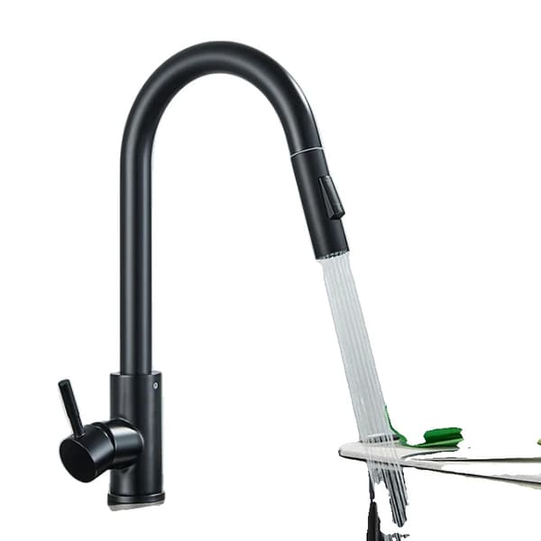 Køkkenarmatur, Moderne Design, Udtræksspray, Holdbar Messingkonstruktion,SortSort