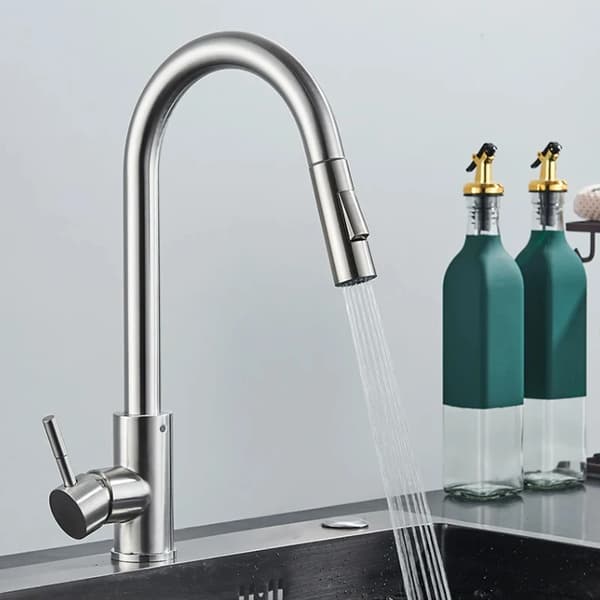 Køkkenarmatur, Moderne Design, Udtræksspray, Holdbar Messingkonstruktion,Nikkel