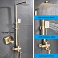Miniatyrbillede 2 af 2: Chrome Badbruserarmatur, Justerbar Højde 70cm-120cm, 8 Tommer Regnfall Bruserhoved,Børstet Guld