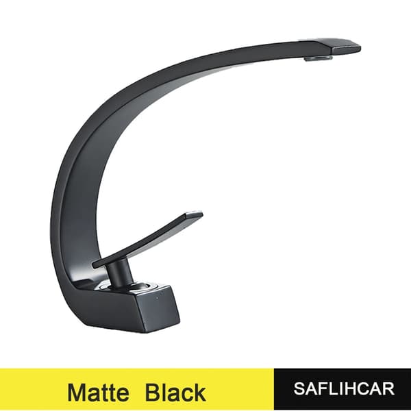 Modern Badrumskran, Enkel Handtag, Varm & Kall Blandare,mattsvart