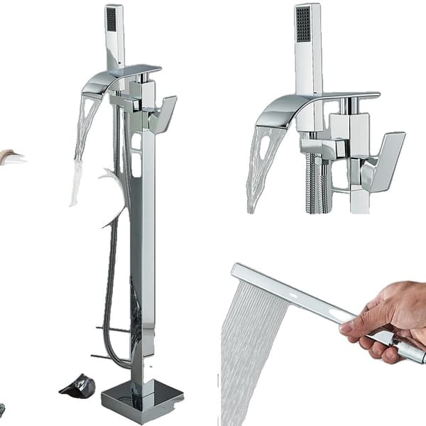 Stående badekarhane, dobbelt kontrolsystem, moderne design,Chrome