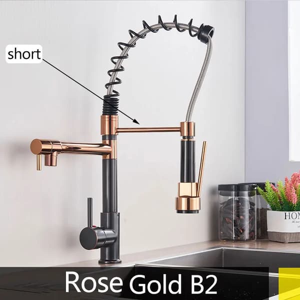 Køkkenarmatur, rosaguld farve, træk ned tud, ORB Rose Gold B2