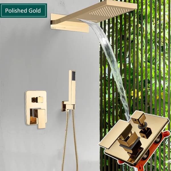 Bruserarmatur Sæt, Poleret Guld Finish, Moderne Design,Poleret Guld
