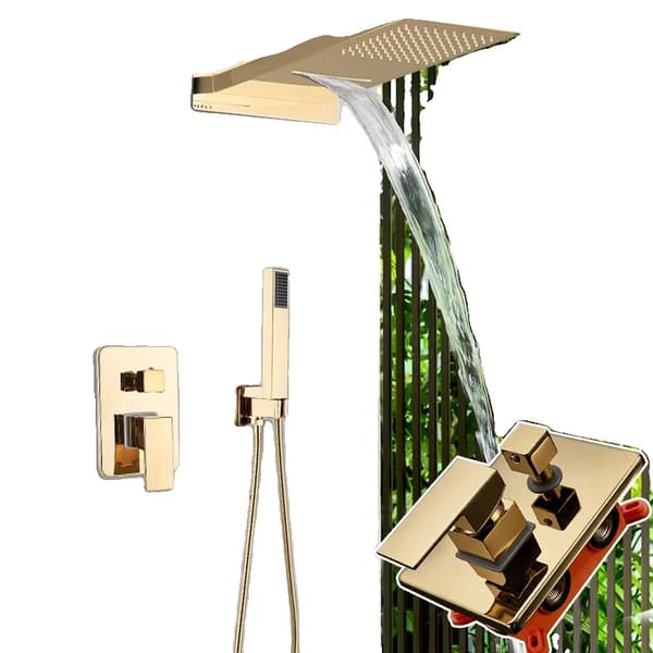 Bruserarmatur Sæt, Poleret Guld Finish, Moderne Design,Poleret Guld
