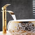 Miniatyrbillede 2 af 2: Guld Basin Vandhane, Holdbart Messingmateriale, Enkelt Håndtag Kontrol,guld høj