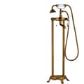 Miniatyrbillede 1 af 2: Badekar Gulvmonteret Vandhane, Dobbelt Håndtag Design, Antik Messing Finish,Antik Messing C