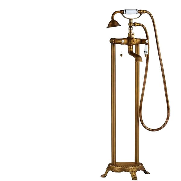 Badekar Gulvmonteret Vandhane, Dobbelt Håndtag Design, Antik Messing Finish,Antik Messing C