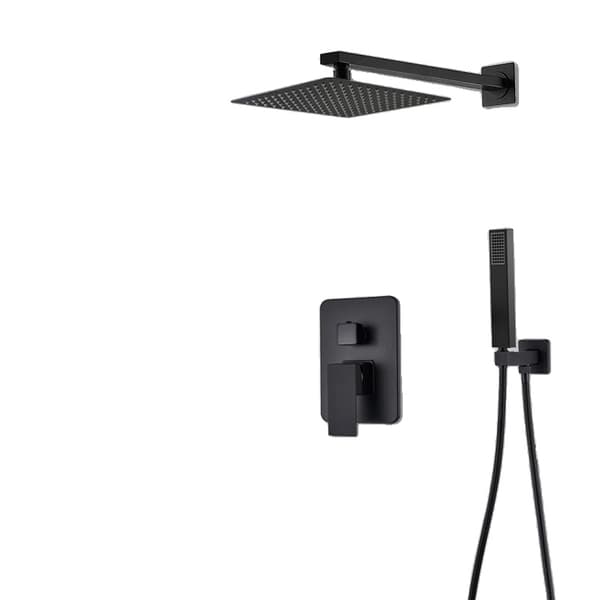 Mattsvart Duschblandare Set, Modern Design, Effektiv Vattenkontroll,2-vägs 8 tum
