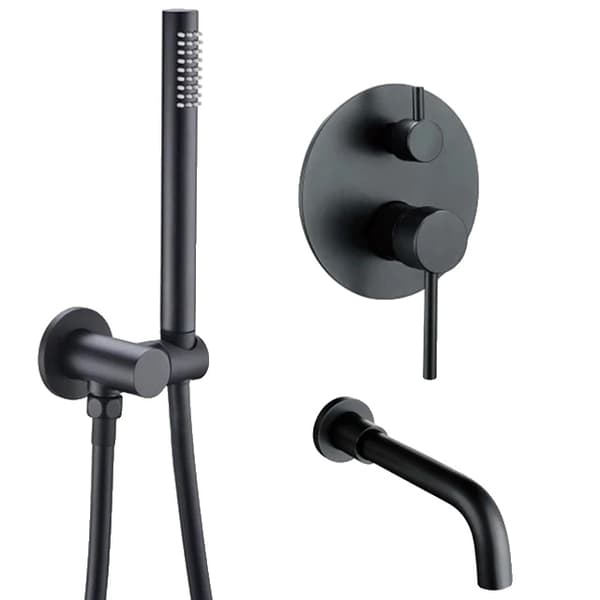 Badeværelsesarmatur, dobbelt kontrol, vægmonteret, Sort, 210mm