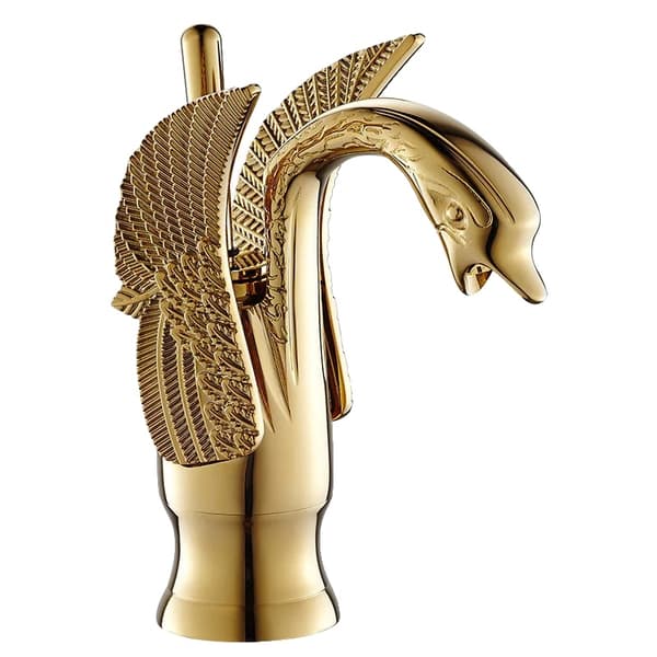 Svane Stil Håndvaskarmatur, Elegant Design, Holdbar Messing Konstruktion,Guldpoleret