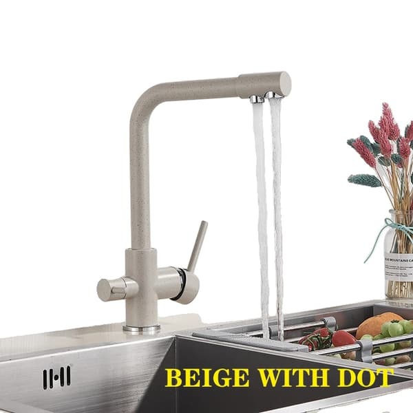 Køkkenarmatur, Design med to håndtag, Holdbart messingmateriale, Nutidig stil,Beige prik