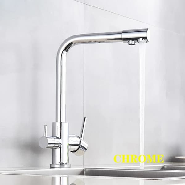 Køkkenarmatur, Design med to håndtag, Holdbart messingmateriale, Nutidig stil,Chrome