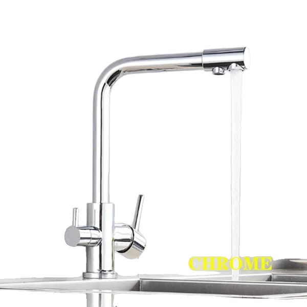 Køkkenarmatur, Design med to håndtag, Holdbart messingmateriale, Nutidig stil,Chrome