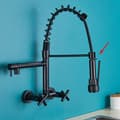 Miniatyrbillede 2 af 2: Vægmonteret køkkenarmatur, dobbelt holder, træk ned spray,Matte Black DK