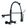 Miniatyrbillede 1 af 2: Vægmonteret køkkenarmatur, dobbelt holder, træk ned spray,Matte Black DK