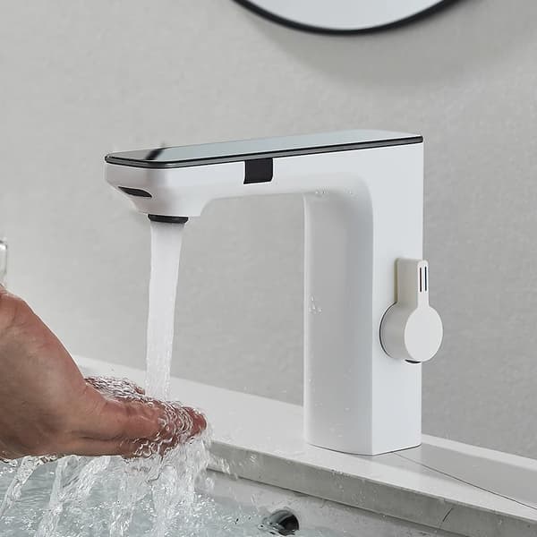Smart Sensor Håndvaskarmatur, Berøringsfri Betjening, Holdbar Messing Konstruktion,Hvid