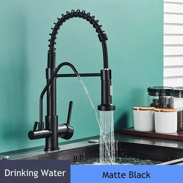 Moderne Køkkenarmatur, 360° Drejelig Design, Varme- og Koldtvandsmuligheder,Matte Black A