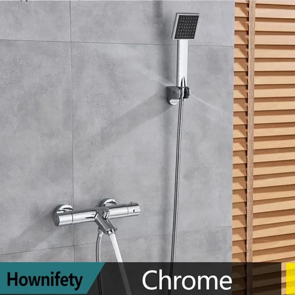 Væghængt brusesæt, termostatisk kontrol, enkelt håndtag design,Chrome A