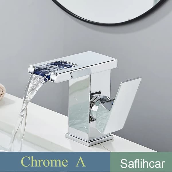 LED Håndvaskarmatur, Høj Design, Enkelt Håndtag, Chrome S