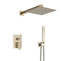 Miniatyrbillede 1 af 2: Væghængt Bruserarmatur Sæt, Moderne Stil, Dobbelt Kontrolmekanisme,Børstet Guld-16 tommer