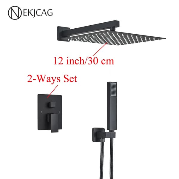 Seinälle Asennettava Suihkusekoitin, Nykytyylinen, Kaksoiskäyttömekanismi,Matte Black-12tuumaa