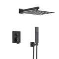 Miniatyrbillede 1 af 2: Væghængt Bruserarmatur Sæt, Moderne Stil, Dobbelt Kontrolmekanisme,Matte Black-8 tommer