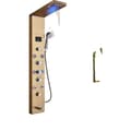 Miniatyrbillede 1 af 2: LED Bruserpanel Vandhane, Keramisk Ventilkern, Triple Håndtag Kontrol,guld-F-8009