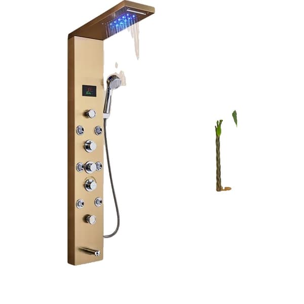 LED Bruserpanel Vandhane, Keramisk Ventilkern, Triple Håndtag Kontrol,guld-F-8009