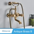 Pikkukuva 2 / 2: Antik Brass Kylpyammeen Suihkusekoitin, Kaksoiskahvaohjaus, Säädettävä Asennus,Antiikkimessinki B