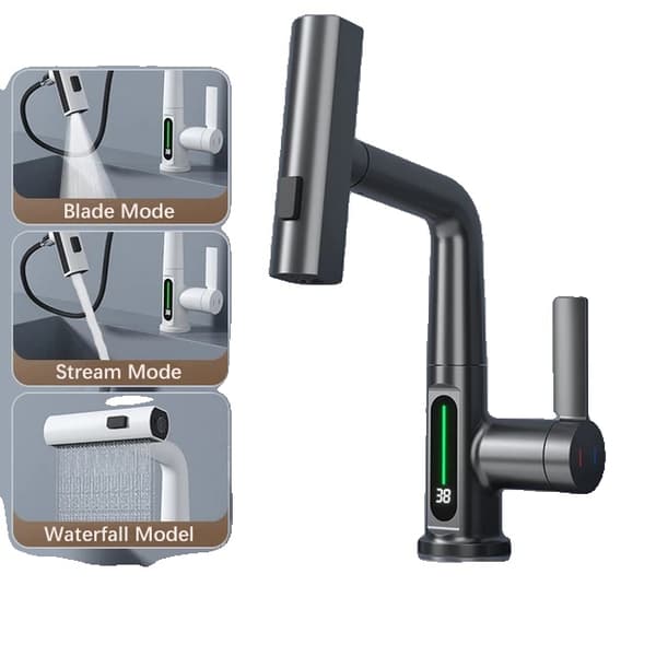Køkkenarmatur, Intelligent Digital Display, Udtræksfunktion, Gun Grey