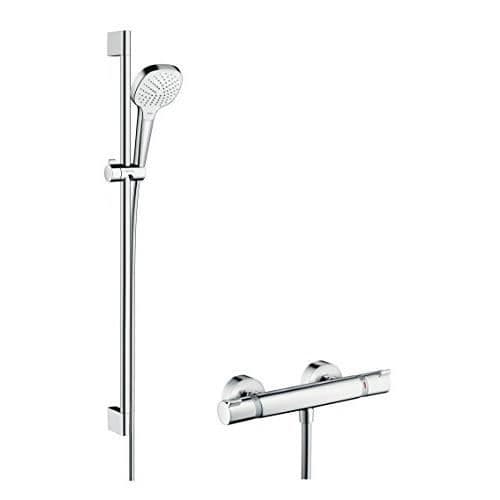 Duschset - HANSGROHE - Croma Select E 110 Vario - Termostatblandare - Stång 90 cm - Vit-Krom