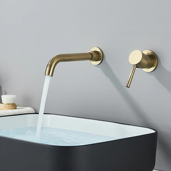 Basinarmatur, Væghængt, Moderne Stil, Dobbelt Hul Installation,børste guld